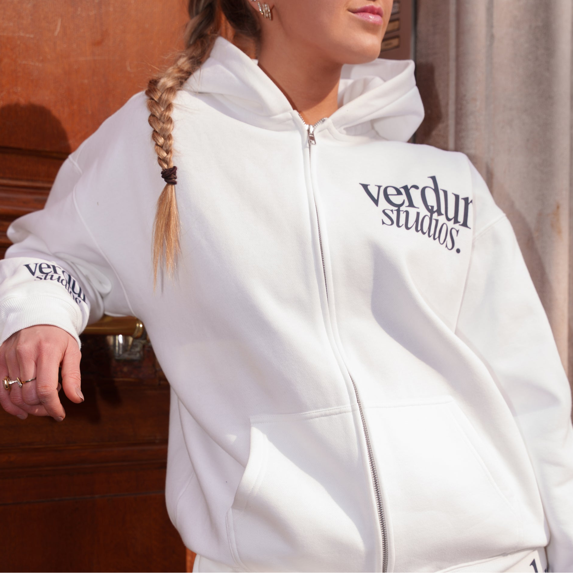 Verdur Studios Zip Hoodie White
